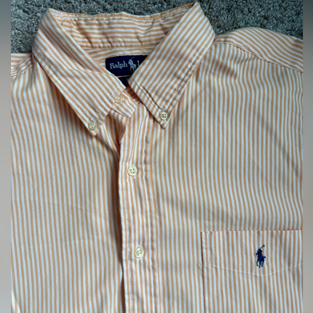 Ralph Lauren Men's Yellow Striped Shirt XL 100% cotton